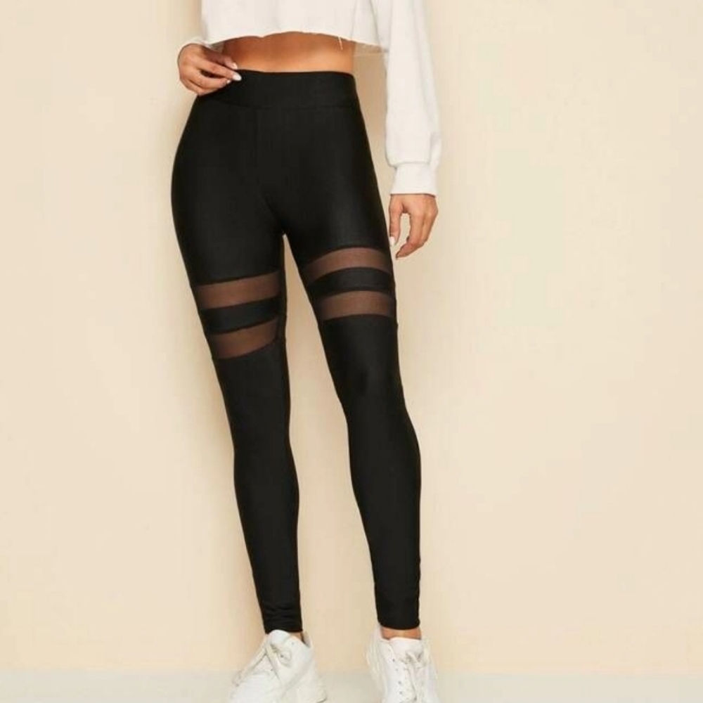 ❤elastic mesh leggings